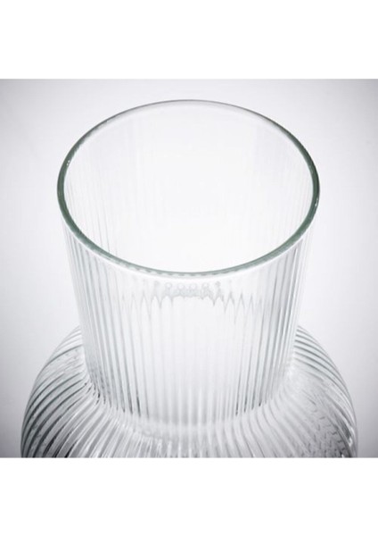 Şeffaf 17 cm Dekoratif Cam Vazo ve Karaf Seti Beyaz modelleri