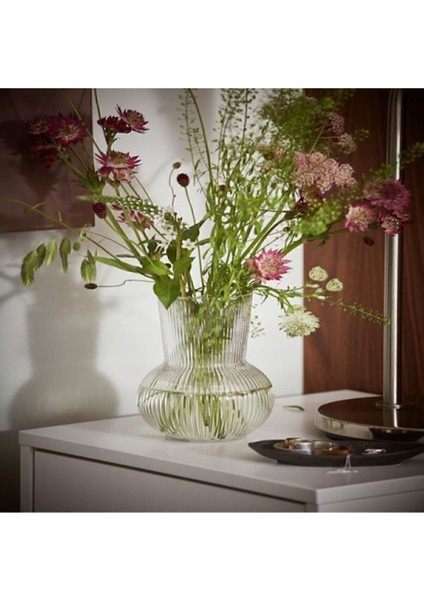 Şeffaf 17 cm Dekoratif Cam Vazo ve Karaf Seti Beyaz fırsatları