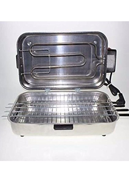 Gri Elektrikli Kapaklı Izgara, Şiş ve Telli, 32X21 Cm, Pratik ve Şık Kullanım fırsatları