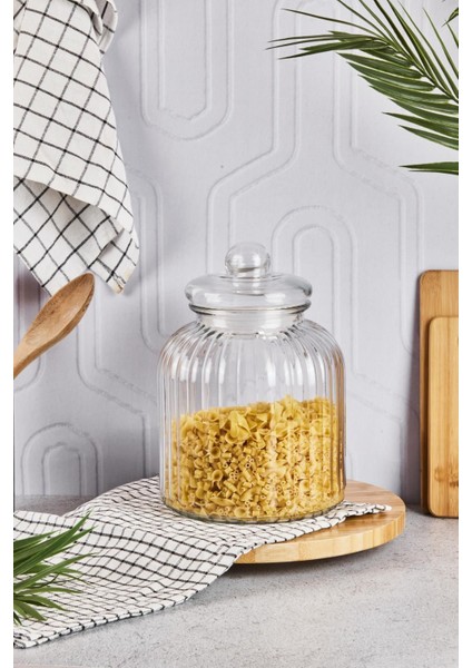 3,75L Cam Erzak Kavanozu, Turuncu Renk, Şık ve Dayanıklı Mutfak Saklama Kabı