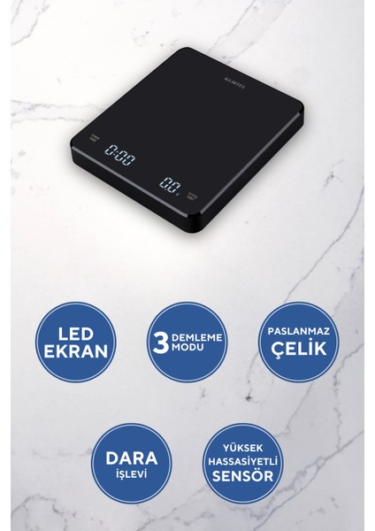 Dijital Kahve Demleme Tartısı, Zamanlayıcı, Siyah, V60 Uyumlu fiyatları