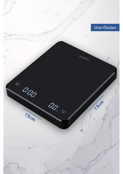 Dijital Kahve Demleme Tartısı, Zamanlayıcı, Siyah, V60 Uyumlu modelleri