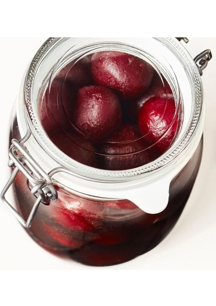 Yüksekliği 16 Cm, Kapaklı, Kilitli, 1 Litrelik Temiz Cam Kavanoz Beyaz Renk fiyatları