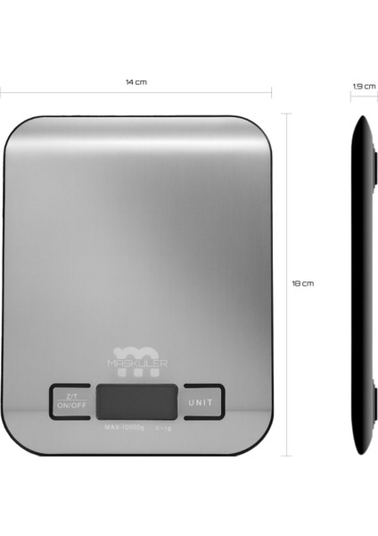 Dijital Mutfak Tartısı 10KG/1G Hassasiyet, A+ Kalite, 2 Yıl Garantili, Gri modelleri