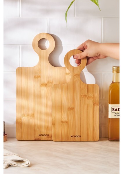 Iki Adet Doğal Bambu Kesme Tahtası, 33 ve 39 Cm, Şık Kahverengi Renkli Set fiyatları