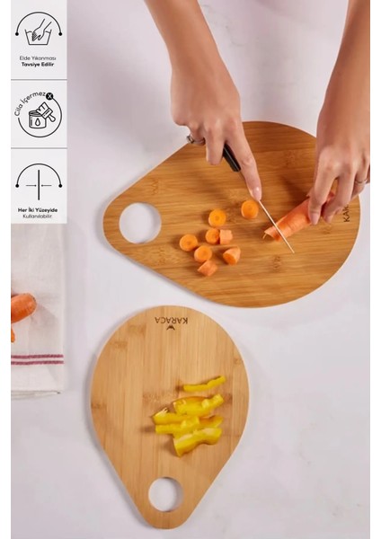Iki Parça Bambu Kesme Tahtası, 28 ve 33 Cm, Dayanıklı ve Şık Tasarım