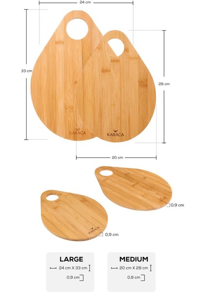 Iki Parça Bambu Kesme Tahtası, 28 ve 33 Cm, Dayanıklı ve Şık Tasarım fırsatları