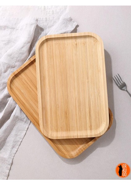 Iki Adet Bambu Dikdörtgen Servis Tabağı ve Sunum Seti, 30X20 Cm, Kahverengi modelleri