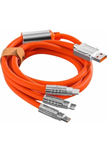 Depomix 120W Silikon Metal Uçlu LED Işıklı 3 In1 Şarj Kablosu 1.2m fırsatları