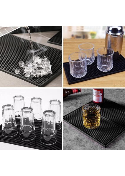 Siyah Silikon Kaymaz Bar Mat 15X30 Cm, Kahve Barista Ekipmanı Için Mükemmel Seçenek modelleri
