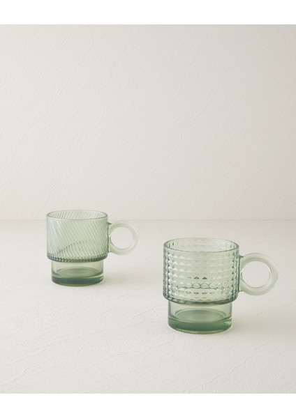 Yeşil 2'li Cam Kupa 300 Ml, Şık ve Kullanışlı Bir Içecek Kabı Seti