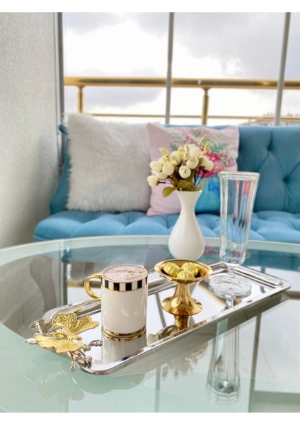 6'lı Lüx Paslanmaz Çelik Kelebekli Servis ve Sunum Tepsisi Seti fırsatları