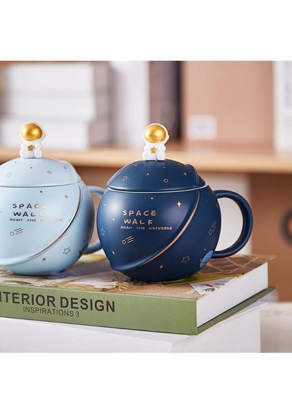 Uzay Temalı Kapaklı Kaşıklı Lacivert Kupa Bardak, Şık ve Fonksiyonel Tasarım modelleri