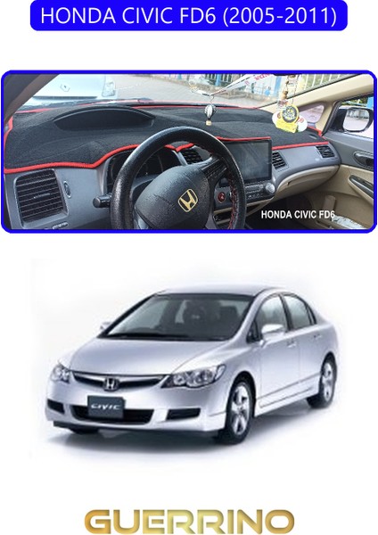 Honda Cıvıc Fd6 2005-2011TORPİDO Koruma Halısı Mavi Kenar