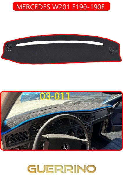 Mercedes W201 E190-190E Torpido Koruma Halısı Kırmızı Kenar