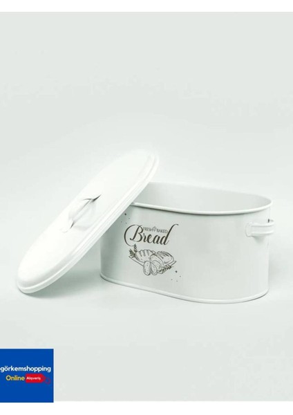Beyaz Italyan Tarzı Metal Ekmeklik, Şık ve Kullanışlı Mutfak Aksesuarı