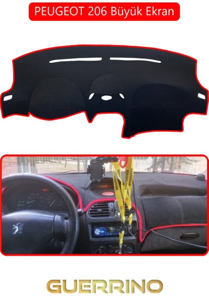 Peugeot 206 Büyük Ekrantorpido Koruma Halısı Kırmızı Kenar