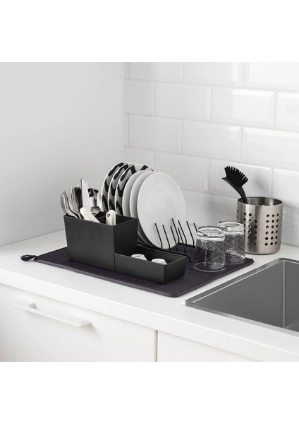 Koyu Gri Bulaşık Kurutma Matı ve Bezi, Pratik ve Şık Çözüm modelleri