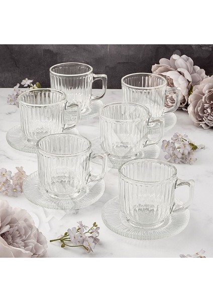 Mor 12 Parça Kulplu Çay Seti, Zarif ve Şık Tasarım, 6’lı Paket