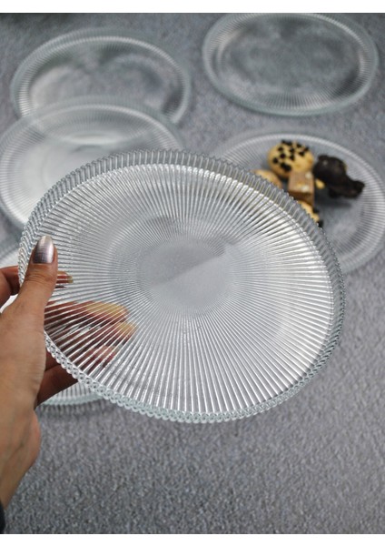 6 Adet 21 cm Cam Servis Tabağı Vargas Serisi - Şık ve Zarif Kahvaltı Tabakları fiyatları