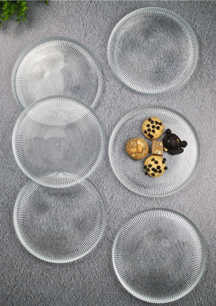 6 Adet 21 cm Cam Servis Tabağı Vargas Serisi - Şık ve Zarif Kahvaltı Tabakları fırsatları