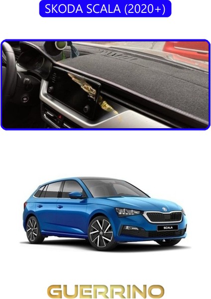 Skoda Scala - Kamıq 2020+TORPİDO Koruma Halısı Mavi Kenar
