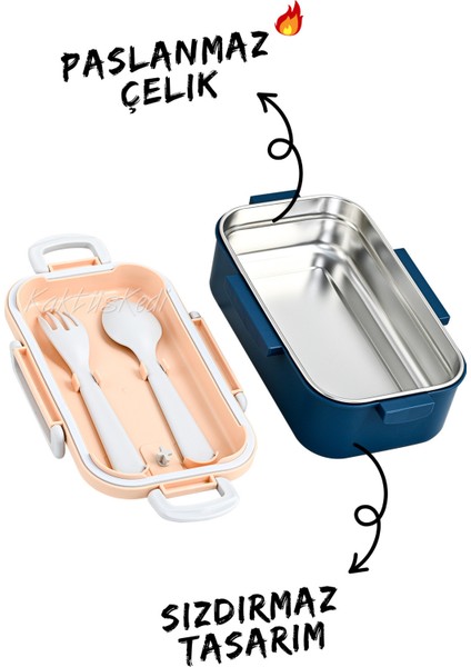 Lacivert Paslanmaz Çelik Tek Bölmeli Sızdırmaz Yemek Kabı fiyatları