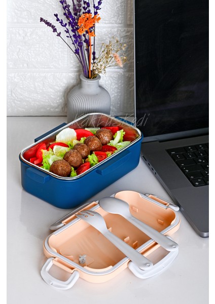 Lacivert Paslanmaz Çelik Tek Bölmeli Sızdırmaz Yemek Kabı modelleri