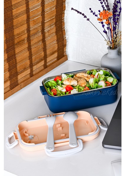 Lacivert Paslanmaz Çelik Tek Bölmeli Sızdırmaz Yemek Kabı indirimleri