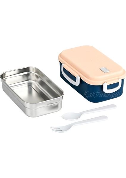 Lacivert Paslanmaz Çelik Tek Bölmeli Sızdırmaz Yemek Kabı