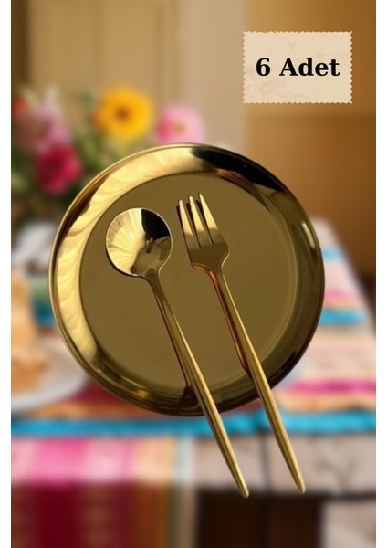 Altın Renk Mini Paslanmaz Çelik Çerez ve Tatlı Tabağı 12CM (6'lı Set)