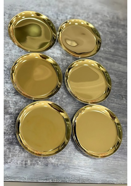 Altın Renk Mini Paslanmaz Çelik Çerez ve Tatlı Tabağı 12CM (6'lı Set) modelleri