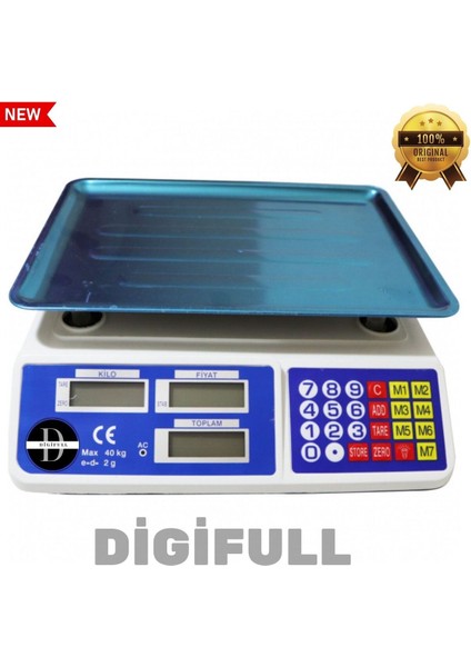 Dijital 40 kg Elektronik Terazi, Bakkal ve Market Için, Beyaz Renk