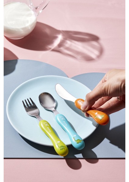 Gri Dinozor Çocuk Çatal Kaşık Bıçak Seti, 3 Parça, Eğlenceli ve Kullanışlı. fiyatları