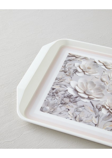 Krem Renkli 39X30 cm Kaydırmaz Tepsi, Şık ve Dayanıklı Tasarım modelleri