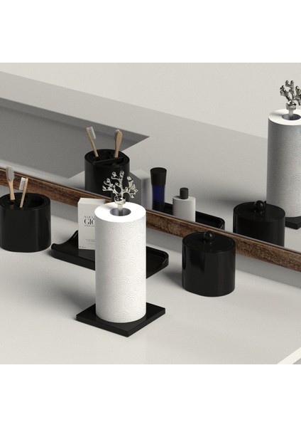 Şık Siyah Kompozit Granit Mermer Kağıt ve Peçetelik, Metal Saplı indirimleri