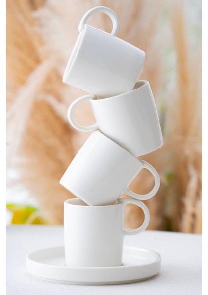 6 Kişilik Beyaz Kahve Fincanı Takımı, 90 Ml, Şık ve Kullanışlı Set