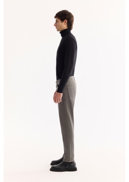 Erkek Gri Klasik Bel Pamuklu Eskitme Yıkamalı Madrid Comfort Slim Fit Jean Pantolon A52Y3516