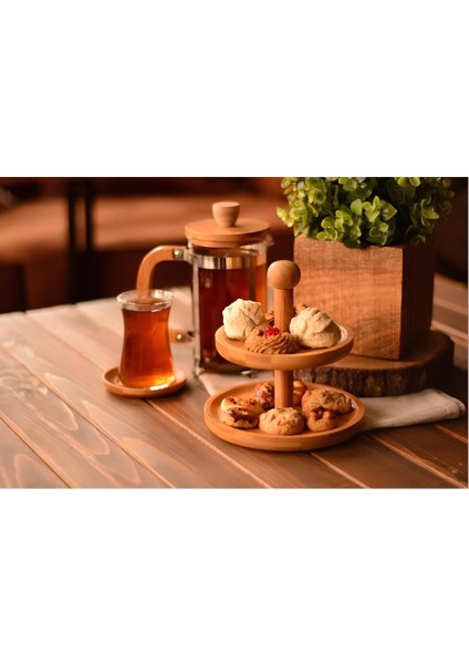 Renkli Çok Katlı Bambu Sunumluk, Kurabiye ve Ikramlık Için Şık Tasarım fiyatları