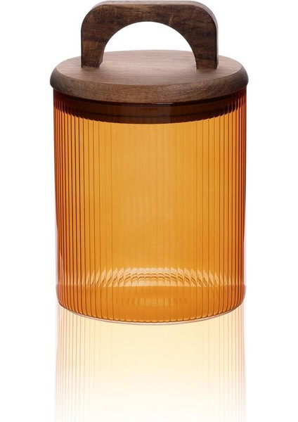 Cam Kavanoz, Kulplu, Amber, 700 Ml, Şık ve Kullanışlı, Mutfak Için Ideal