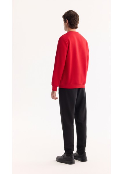 Erkek Kırmızı Bisiklet Yaka Pamuklu Bi-Stretch Basic Regular Fit Sweatshirt A52Y1328 fırsatları