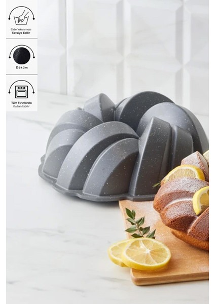 Örgü Döküm Kek Kalıbı, Antrasit, 26 Cm, Dayanıklı ve Şık Tasarım