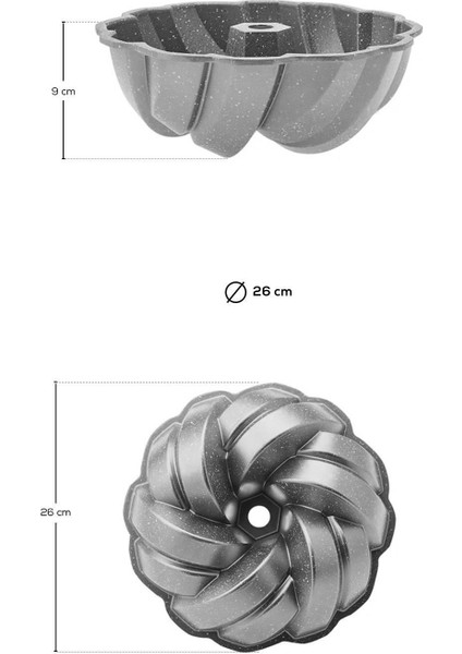 Örgü Döküm Kek Kalıbı, Antrasit, 26 Cm, Dayanıklı ve Şık Tasarım fırsatları