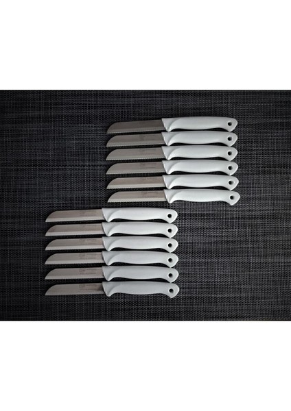 Beyaz Simli Meyve Bıçakları 12'li Set, Şık ve Kullanışlı Mutfak Gereçleri