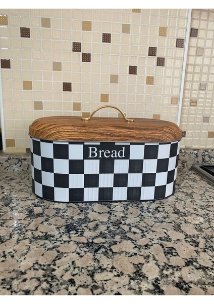 Kahverengi Bambu Görünümlü Metal Ekmeklik Kapaklı Şık Tasarım fiyatları