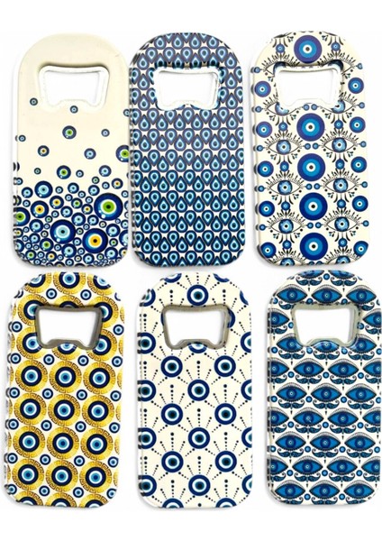 Çok Renkli Nazar Boncuklu Buzdolabı Magnet Seti, 6'lı Açacak Magnetleri