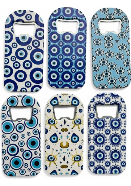 Çok Renkli Nazar Boncuklu Buzdolabı Magnet Seti, 6'lı Açacak Magnetleri modelleri