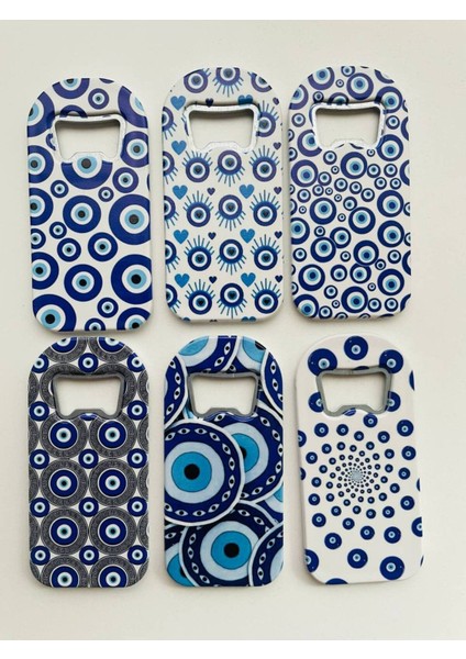 Çok Renkli Nazar Boncuklu Buzdolabı Magnet Seti, 6'lı Açacak Magnetleri