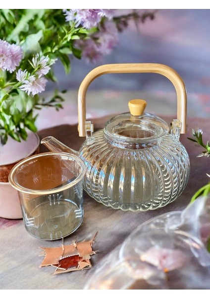 Isıya Dayanıklı Cam Demlik, Bambu Saplı, 1000 Ml, Çay ve Bitki Demleme Seti fiyatları