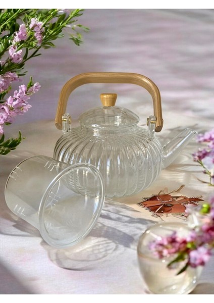 Isıya Dayanıklı Cam Demlik, Bambu Saplı, 1000 Ml, Çay ve Bitki Demleme Seti modelleri